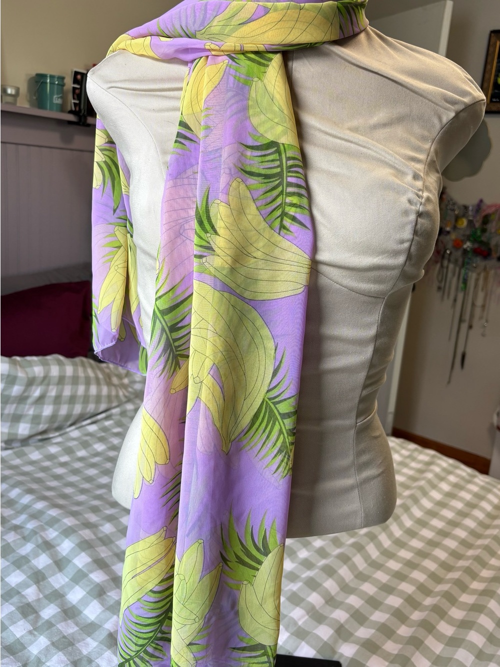 Chiffon Banana Palm Leaf Oversized Scarf Beach Sarong Wrap